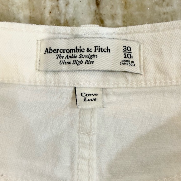 Women’s ABERCROMBIE & FITCH The Ankle Straight Ultra High Rise white jean Sz 10 - Picture 7 of 10